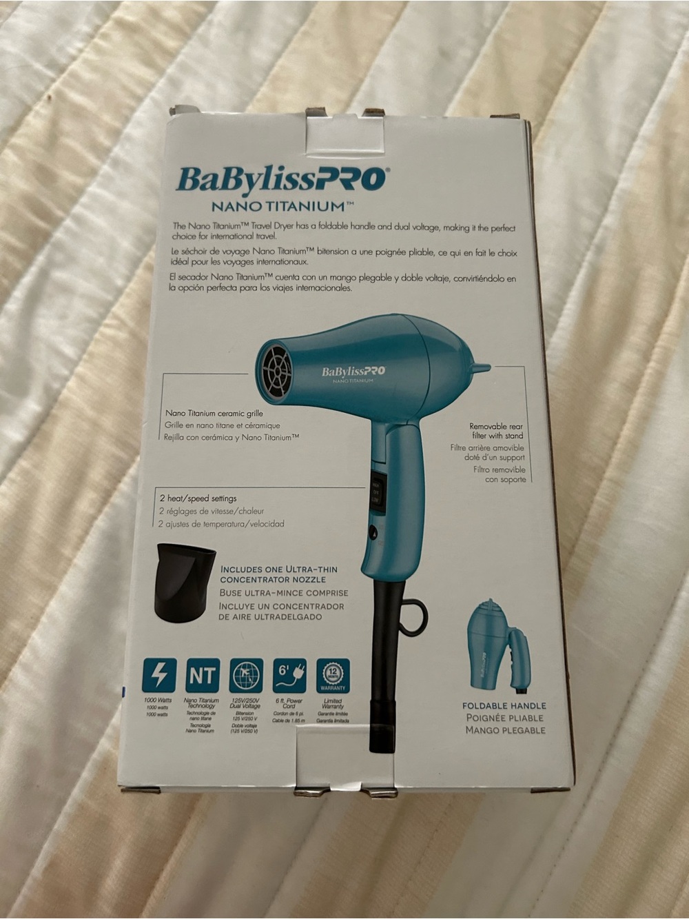 BABYLISS PRO NANO TITANIUM TRAVEL DRYER -NIB - Picture 2 of 4